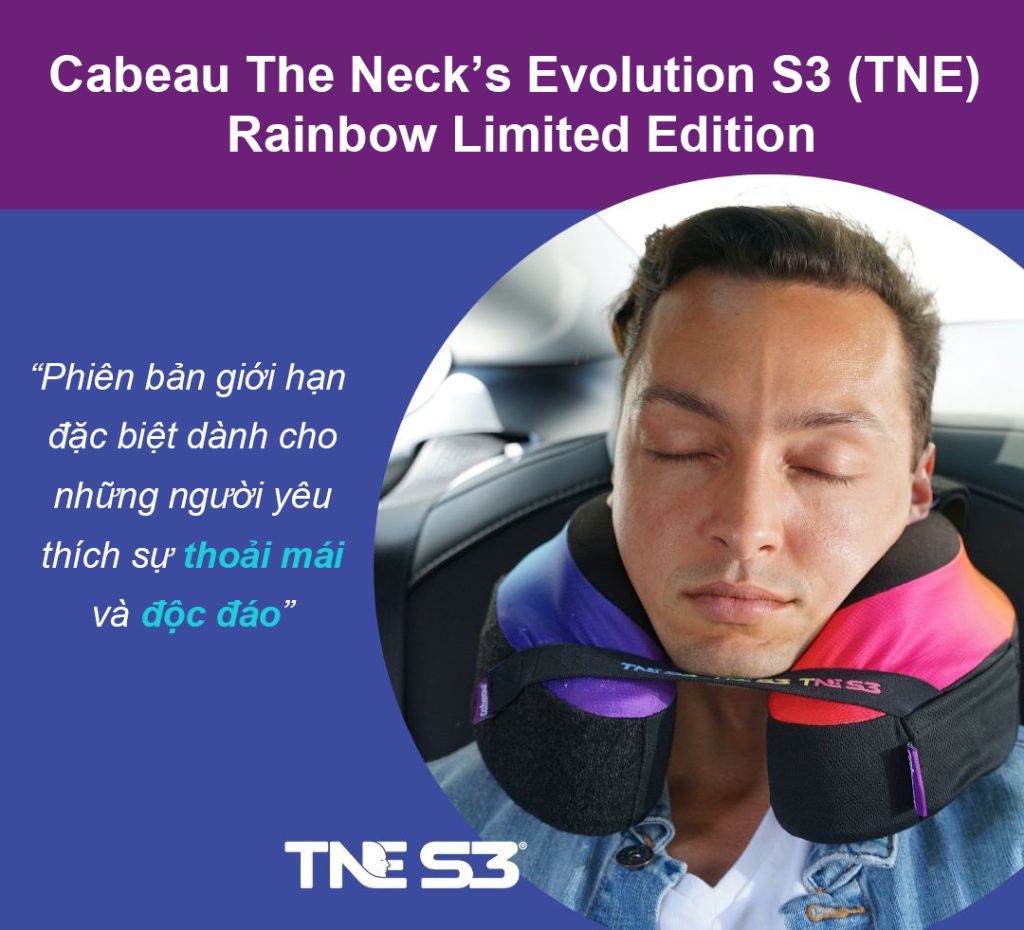 Gối đi máy bay chữ u cao cấp Cabeau The Neck’s Evolution S3 (TNE) Rainbow Limited Edition